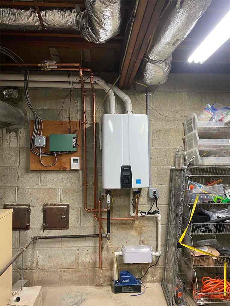 Tankless Water Heater Installed in the Basement
