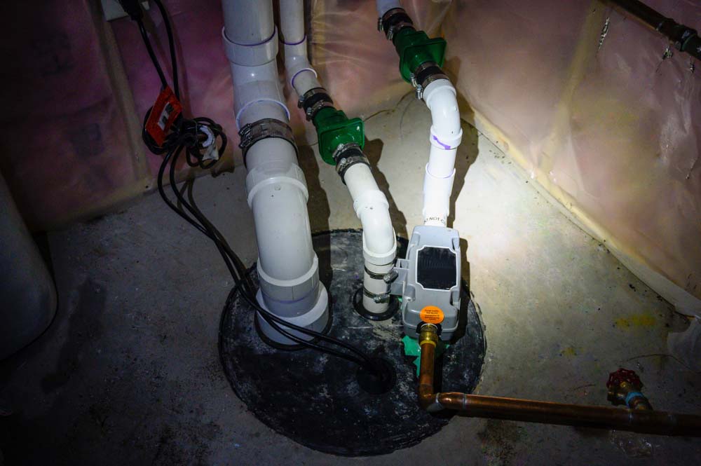 a sump pump in the basement