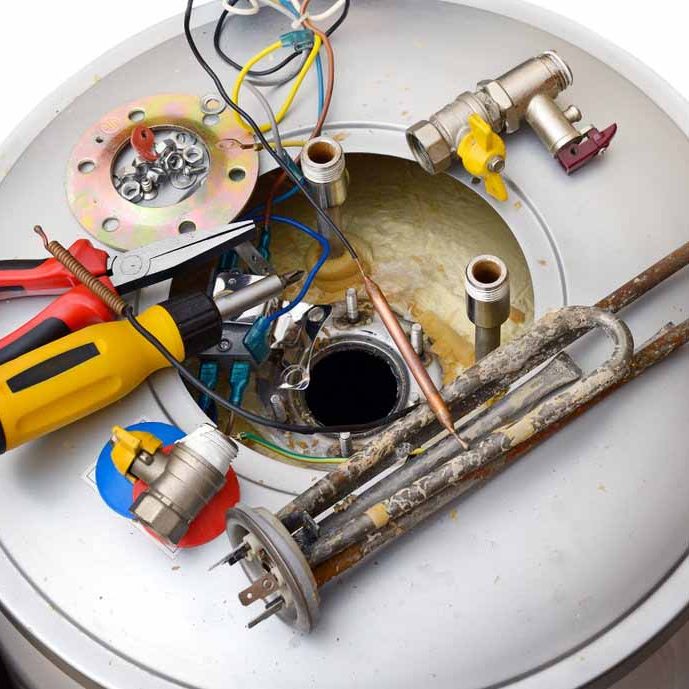 Repair water heater isolated on white